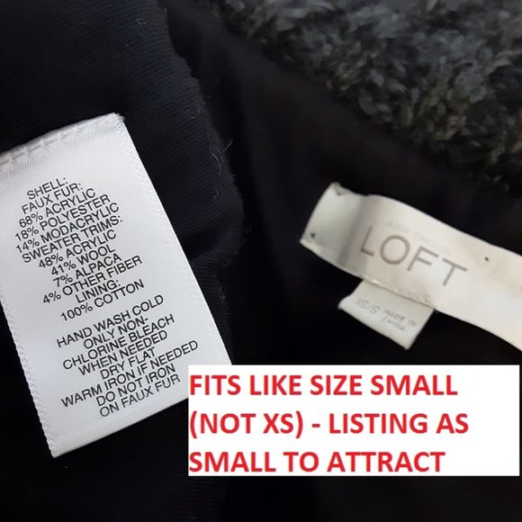 LOFT Faux Fur & Wool Chunky Sweater Gray Vest - Picture 7 of 7